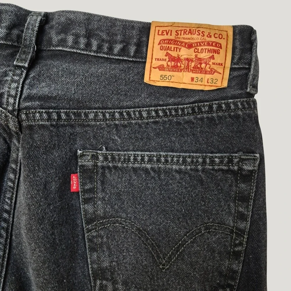 Levi's 550 Relaxed Fit Mens 34x32 Black Jeans Denim Baggy Grunge Workwear 2007